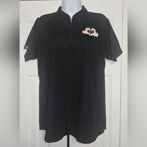 Storm Creek Cycling Jersey Mens L Black 1/4 Zip Mickey Mouse Heart Hands Patch